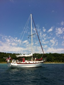 Scout at anchor off of Power Island